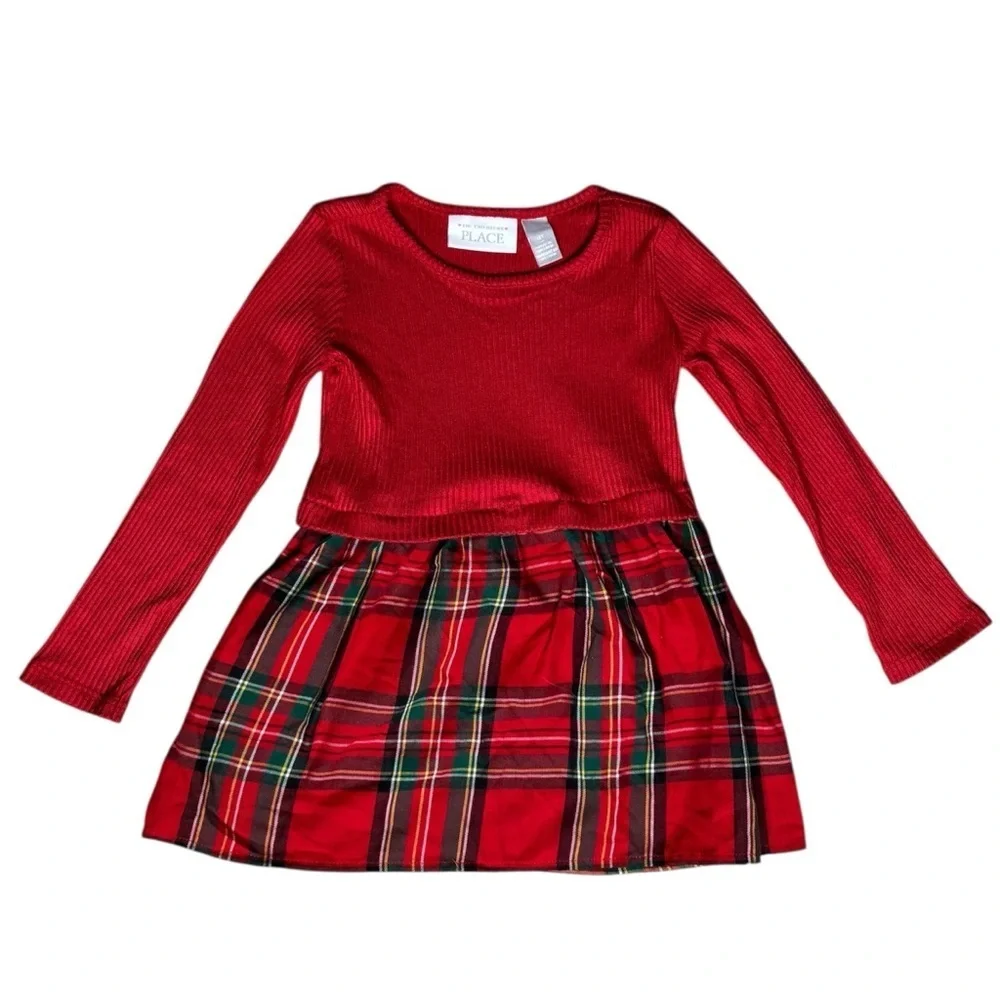 The Children’s Place Red Green Plaid Holiday Christmas Dress Size 2T